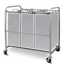 Simple Trending 3-Bag Laundry Hamper Sorter Cart