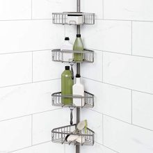 Rust-Resistant Tension Corner Pole Caddy