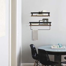Bathroom Storage Shelf Wall Mounted Set of 2,Rustic Wood Floating Shelves