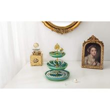 HAWOO Ceramic Vanity Tray,Ring Dish 3-Tirer Jewelry Dish
