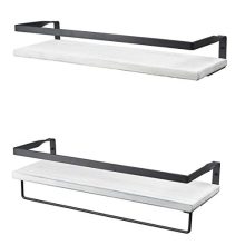 Rustic Floating Wall Shelves with Rails for Bedroom, Bathroom