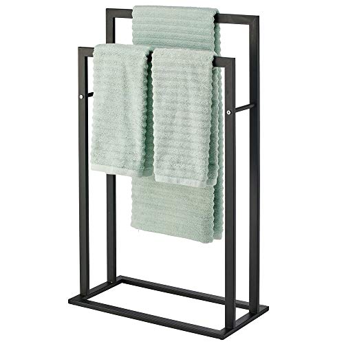 mDesign Tall Modern Metal Freestanding Towel Rack Holder