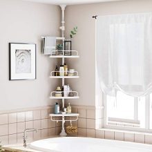 Ultimate Bathroom Organization with the Constant Tension Shower Caddy – Adjustable, Rust-Proof, and Versatile Stainless Steel Corner Shelf for a Clutter-Free Shower