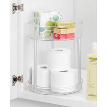mDesign Spinning Metal and Plastic Makeup Organizer Rotating