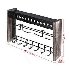 Rustic Wood Wall Mount Jewelry Organizer with Metal Hooks for Necklaces, Rings, Earrings - Rustic White