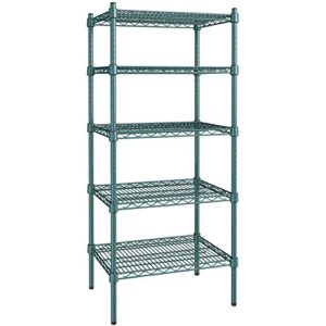 18 inch x 24 inch Green Epoxy 5 Shelf Kit with 64 inch Posts.
