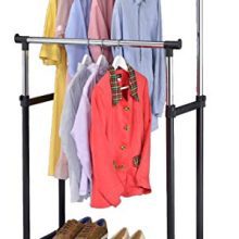 Adjustable Rolling Garment Rack with Bottom Shelf