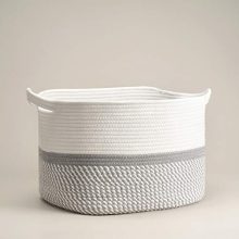 CHICVITA Square Cotton Rope Woven Basket with Handles For Books