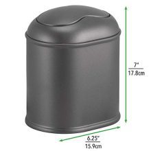 Compact Plastic Mini Wastebasket with Swing Lid for Bathroom Countertop – Charcoal Grey Trash Can