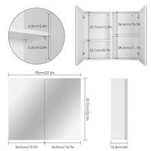 Homfa Bathroom Mirror Cabinet, 27.6 X 23.6 Inch Wall Mounted