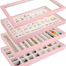 Mebbay Stackable Jewelry Trays Organizer with Lid