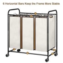 Liheya 3 Bag Laundry Sorter Cart, Laundry Hamper Sorter