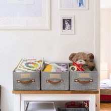 Foldable Fabric Storage Baskets Set of 3 – Large Organizing Containers with Labels for Closet, Bedroom & Office