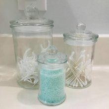 Apothecary Jars with Lids, Clear Canisters Set Bathroom Storage
