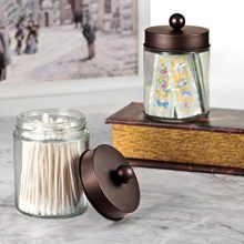Apothecary Jars Bathroom Storage Organizer - Cute Qtip Dispenser Holder