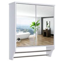 Wall Mounted Bathroom Cabinet with 2 Rimless Mirror Door