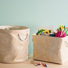 DII Gold Print Collapsible Polyester Storage Bin
