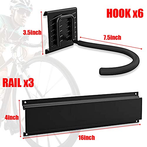 Walmann Bike Storage Rack, 6 Bike Hooks for Garage & Home