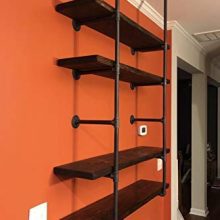 Industrial Retro Wall Mount Iron Pipe Shelf,DIY Open Bookshelf
