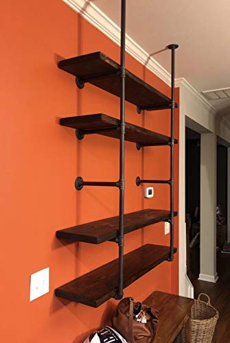 Industrial Retro Wall Mount Iron Pipe Shelf,DIY Open Bookshelf
