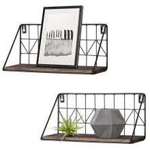 Mkono Floating Shelves Wall Mounted Set of 2, Rustic Wood Storage Shelves