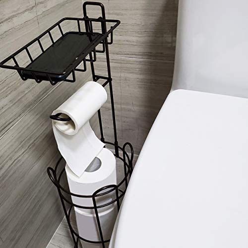FORUP Freestanding Metal Toilet Paper Roll Holder Stand and Dispenser