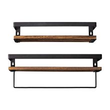Bathroom Storage Shelf Wall Mounted Set of 2,Rustic Wood Floating Shelves