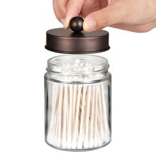 Apothecary Jars Bathroom Storage Organizer - Cute Qtip Dispenser Holder