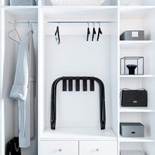 SONGMICS Metal Folding Luggage Rack Black