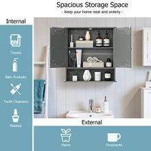 Tangkula Bathroom Cabinet Wall Mounted with Double Mirror Doors