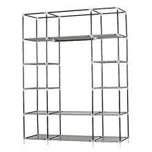5-Layer Portable Clothes Wardrobe with Hanging Rack and 12 Storage