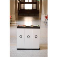 Large 25 Gallon Triple Recycling Bin with Changeable Labels - Ideal for Schools and Offices
