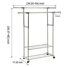 HOME BI Adjustable Garment Rack with 2 Tier
