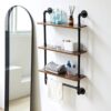 IBUYKE Industrial Wall Shelf, Rustic Iron Pipe Floating Shelf