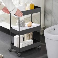 AOJIA Slim Storage Cart, 3 Tier Bathroom Organizers Slide Out Storage