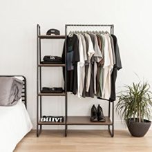 IRIS USA Metal Garment Rack with Wood Shelves