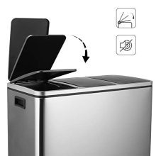 HEMBOR Trash Can, 14.3 Gallon (3X17L) Pedal Step Rubbish Bin