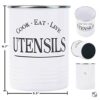Kitchen Utensil Holder Crock, White With Premium
