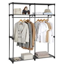 Closet Storage Organizer Portable Wardrobe with Hanging Rods