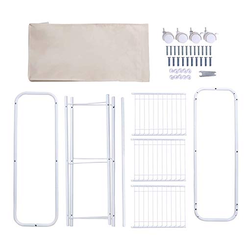 White Rolling Laundry Storage Cart with Heavy-Duty wheels