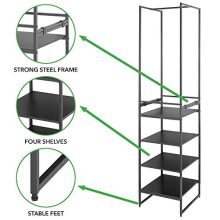 Wood Shelves and Garment Rack for Bedroom, Hallway