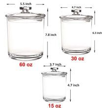 15-Ounce Clear Plastic Apothecary Jars Set of 3