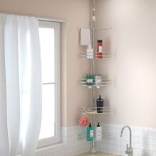 ALLZONE Tension Shower Standing Caddy Corner, Rustproof Stainless Steel