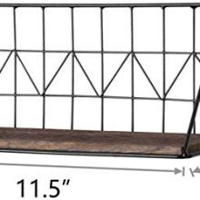 Rustic Floating Shelves Set with Wire Basket – 11.5