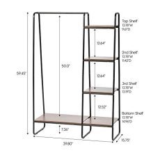 IRIS USA Metal Garment Rack with Wood Shelves
