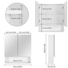 Wall Mirror Cabinet with Double Doors and Adjustable Shelf
