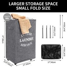 90L Large Laundry Hamper on Wheels: Perfect for Weekly Family Laundry and Organizing