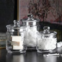 Elegant Glass Apothecary Jars – Set of 3 for Bathroom & Beauty Storage