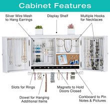 Rustic Wall Mounted Jewelry Organizer with Wooden Barndoor Decor.