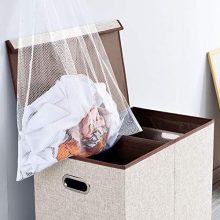 Laundry Sorting: Double Hamper with Removable Liners and Magnetic Lid